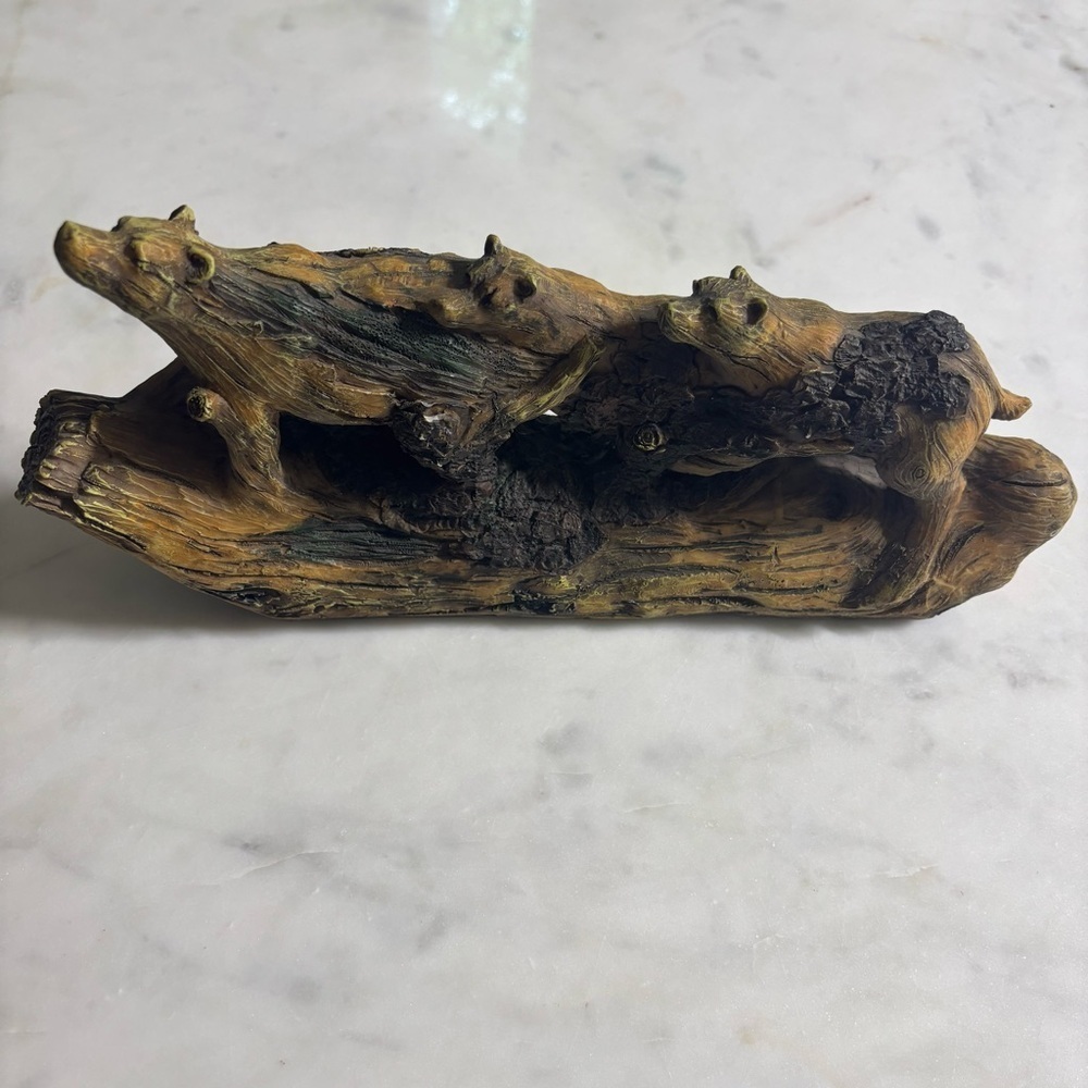 Rustic sculpted resin bears in the woods decorative decor